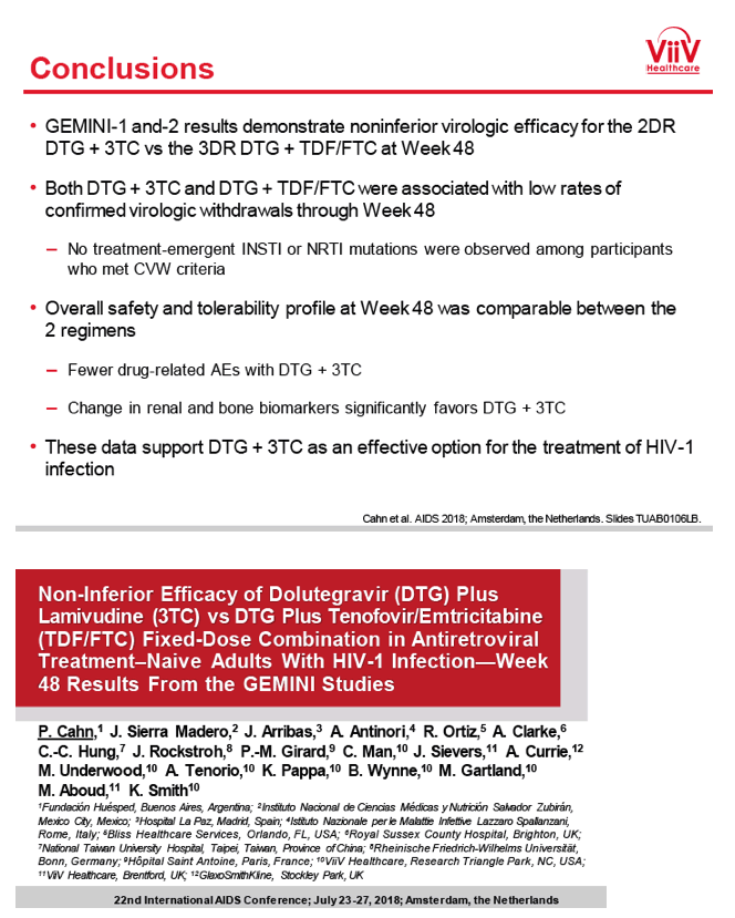 Non Inferior Efficacy Of Dolutegravir Dtg Plus Lamivudine 3tc Vs Dtg Plus Tenofovir 